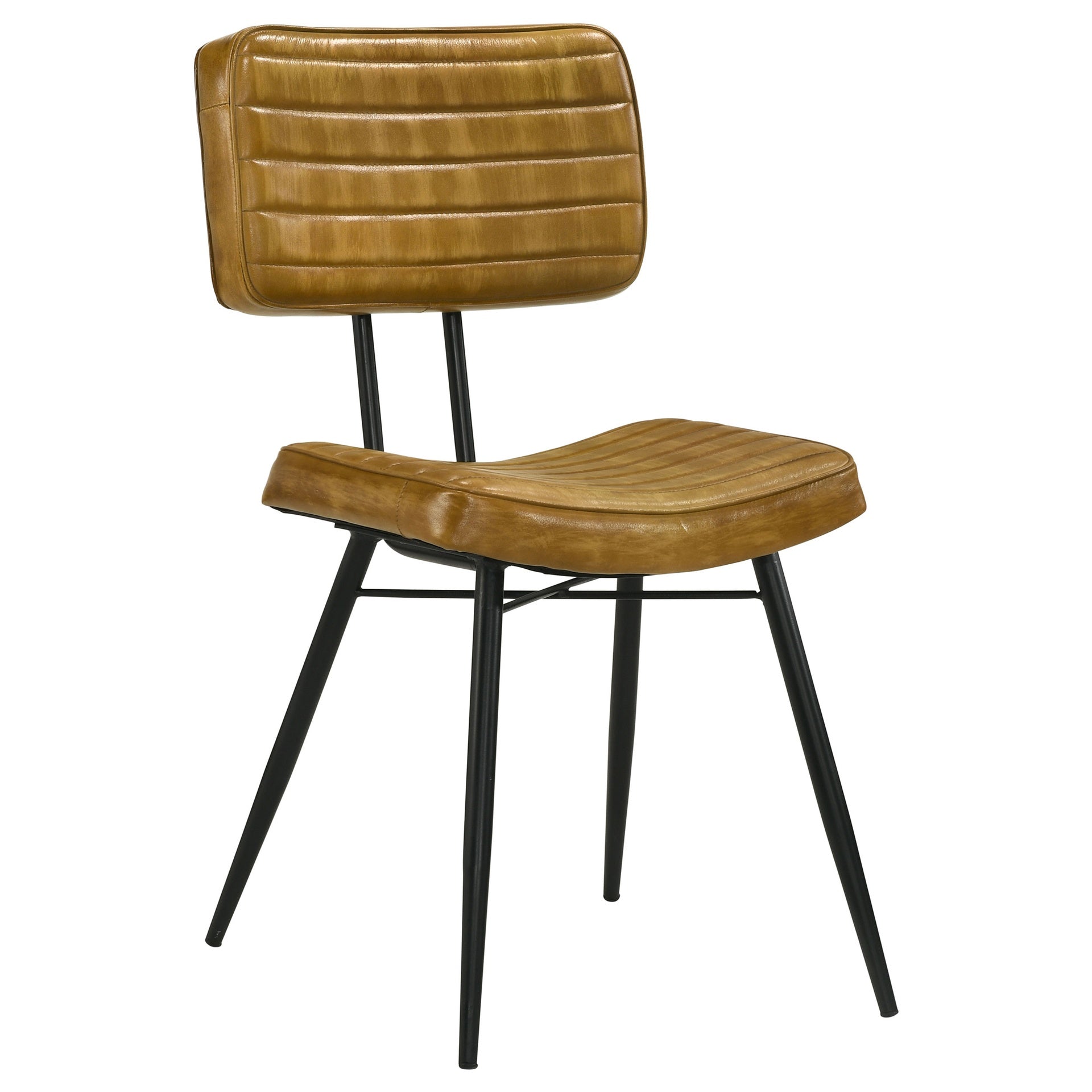 Camel and Black Tufted Side Chairs (Set of 2)