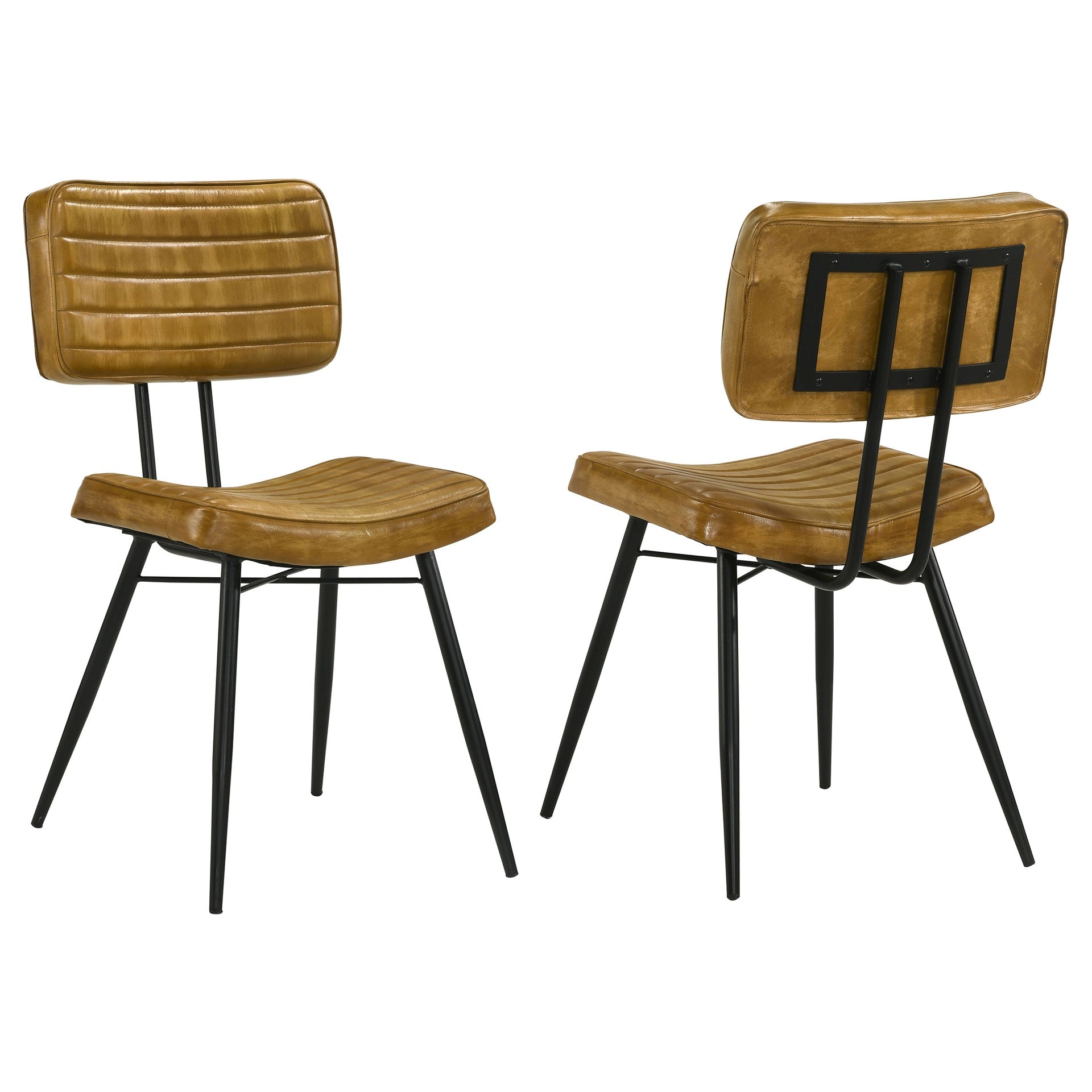 Camel and Black Tufted Side Chairs (Set of 2)