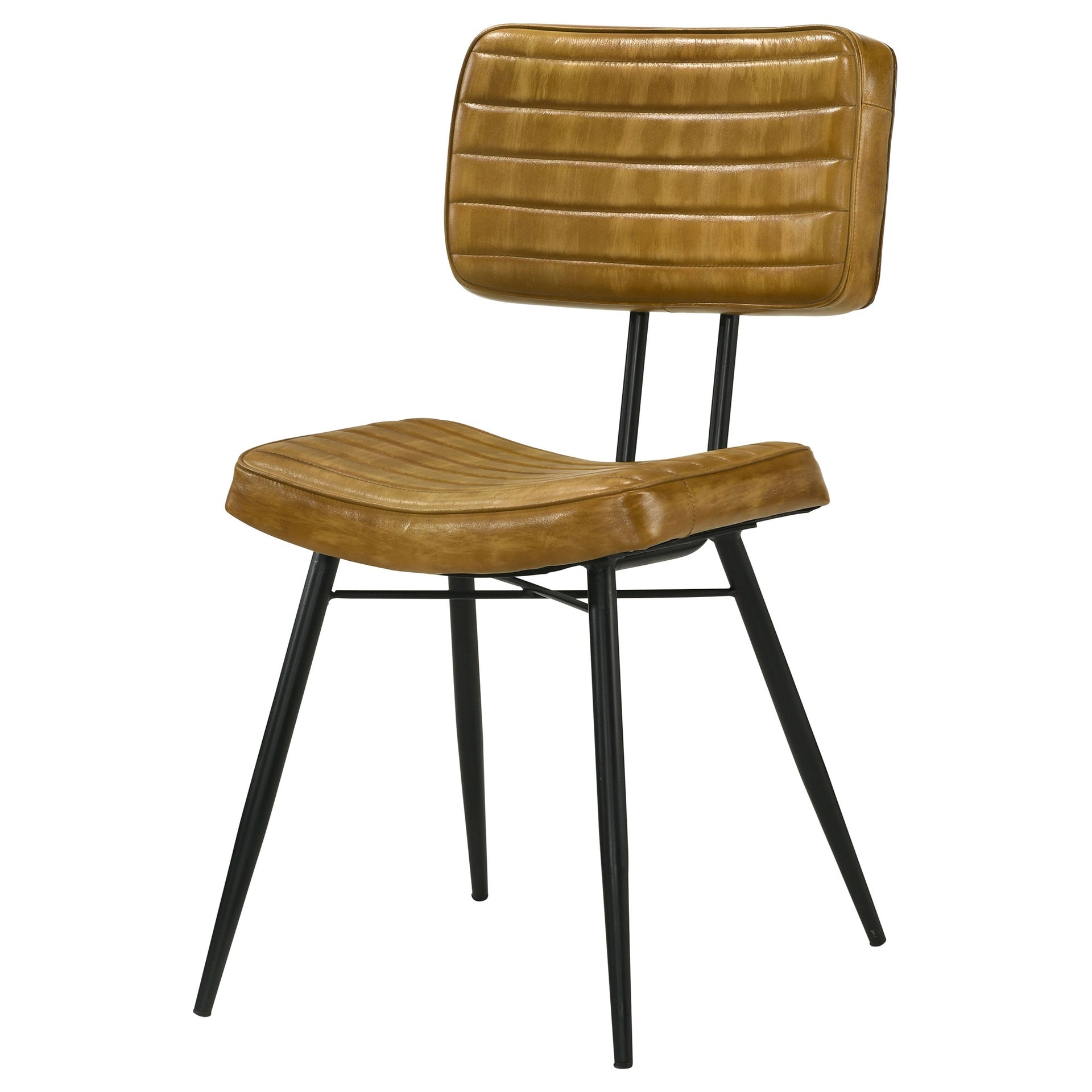 Camel and Black Tufted Side Chairs (Set of 2)