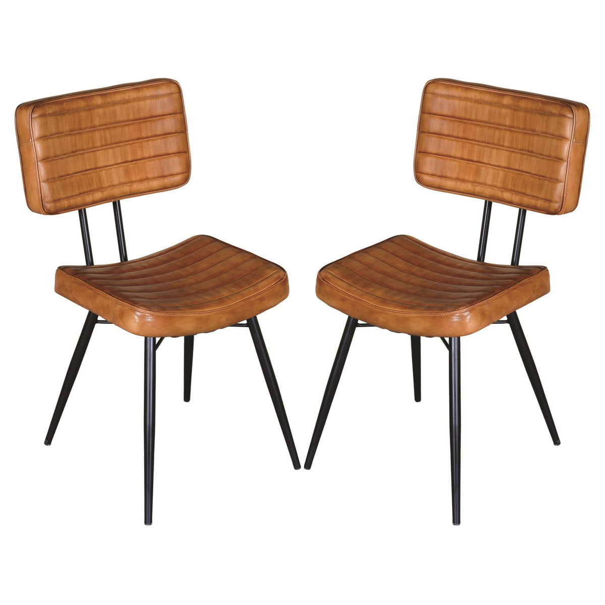 Camel and Black Tufted Side Chairs (Set of 2)