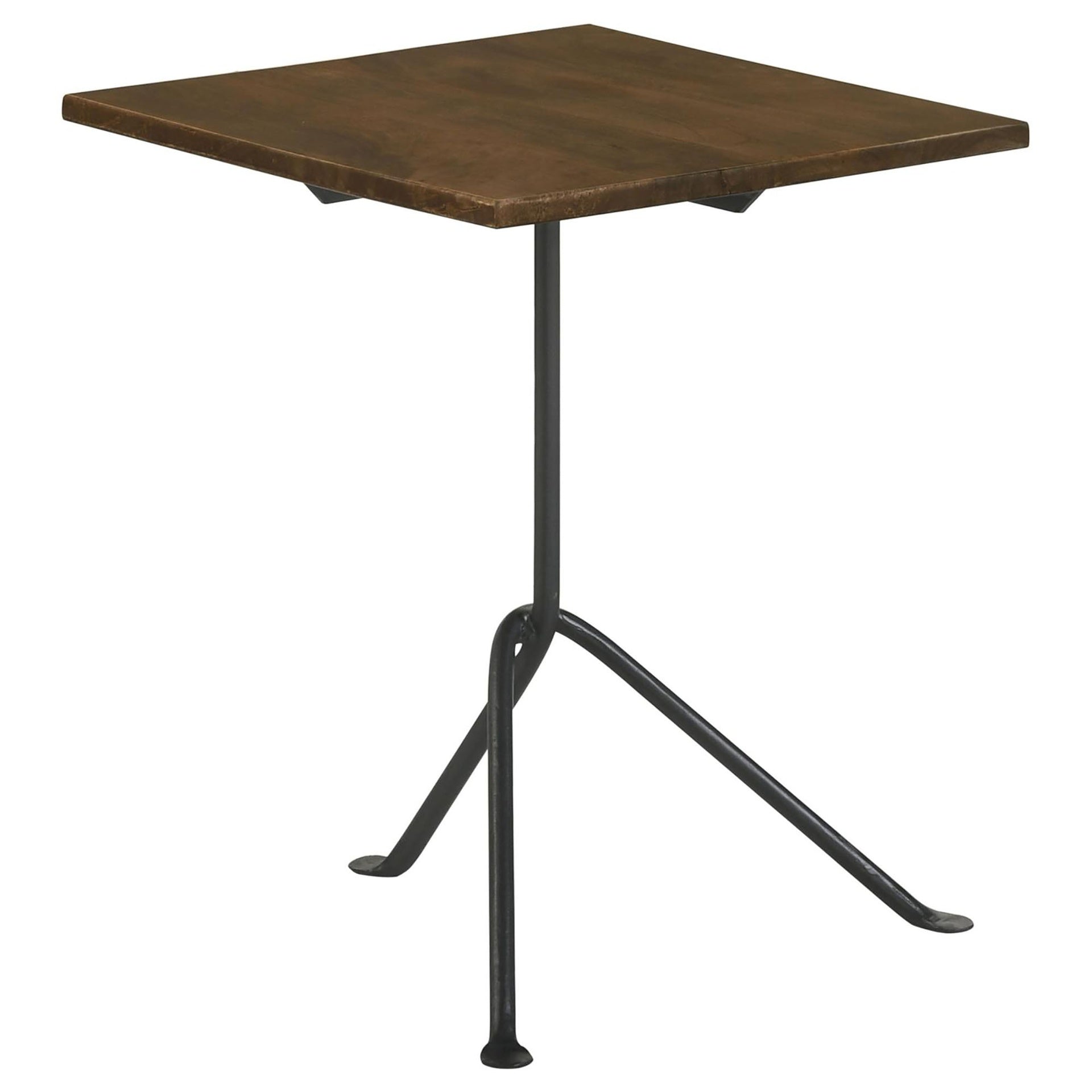 Dark Brown and Gunmetal Accent Table with Tripod Legs