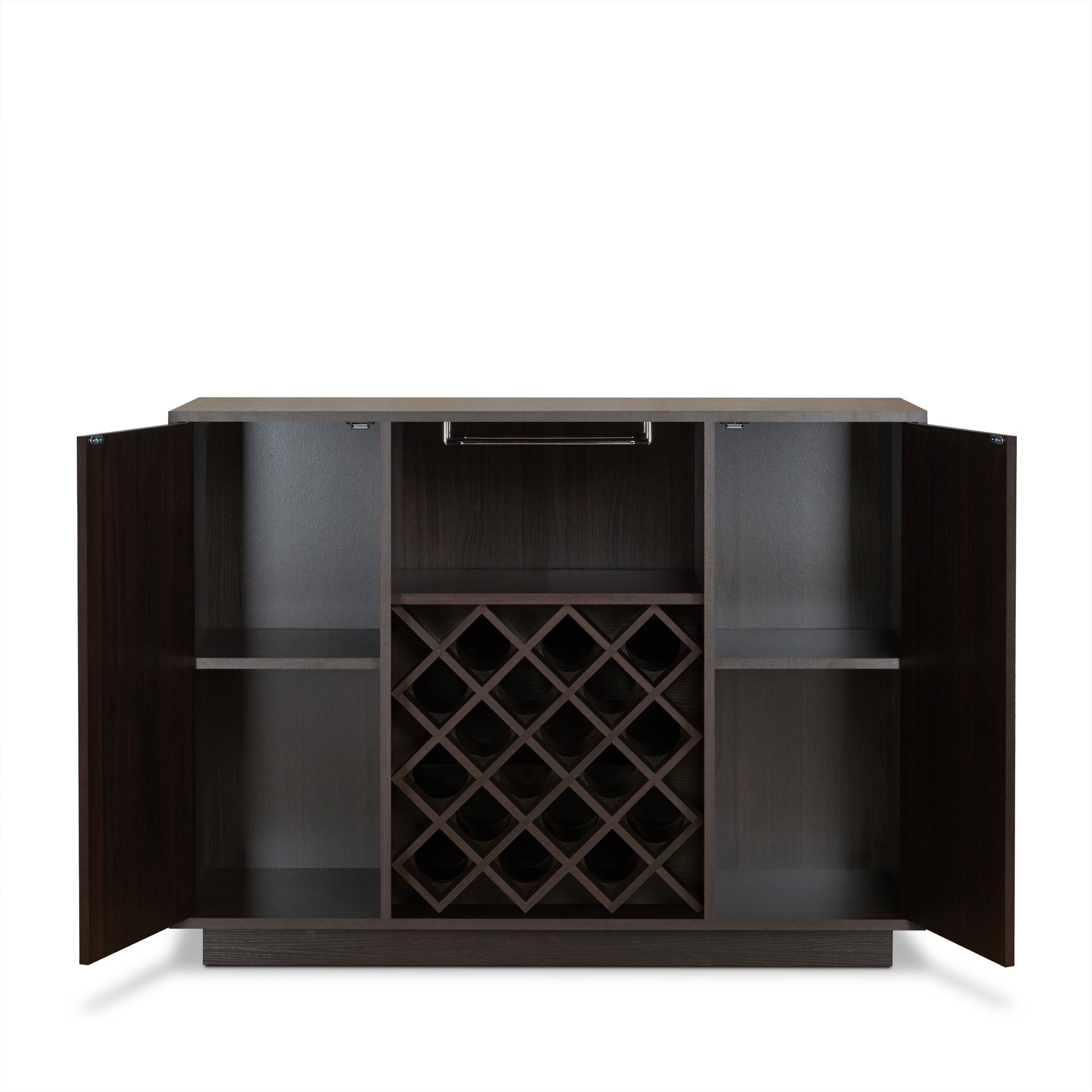 Espresso 2-Door Wine Cabinet with Stemware Rack