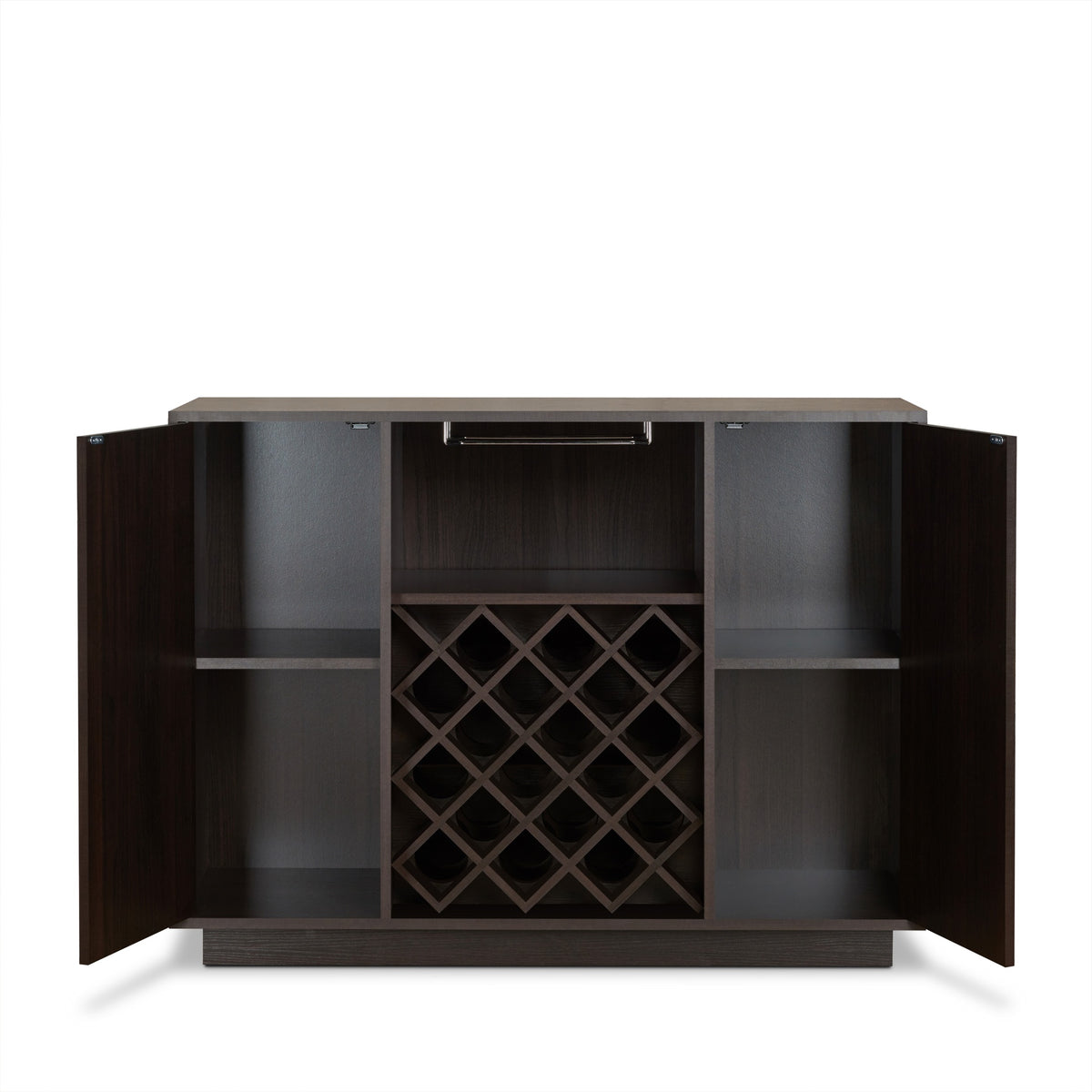 Espresso 2-Door Wine Cabinet with Stemware Rack