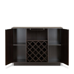 Espresso 2-Door Wine Cabinet with Stemware Rack