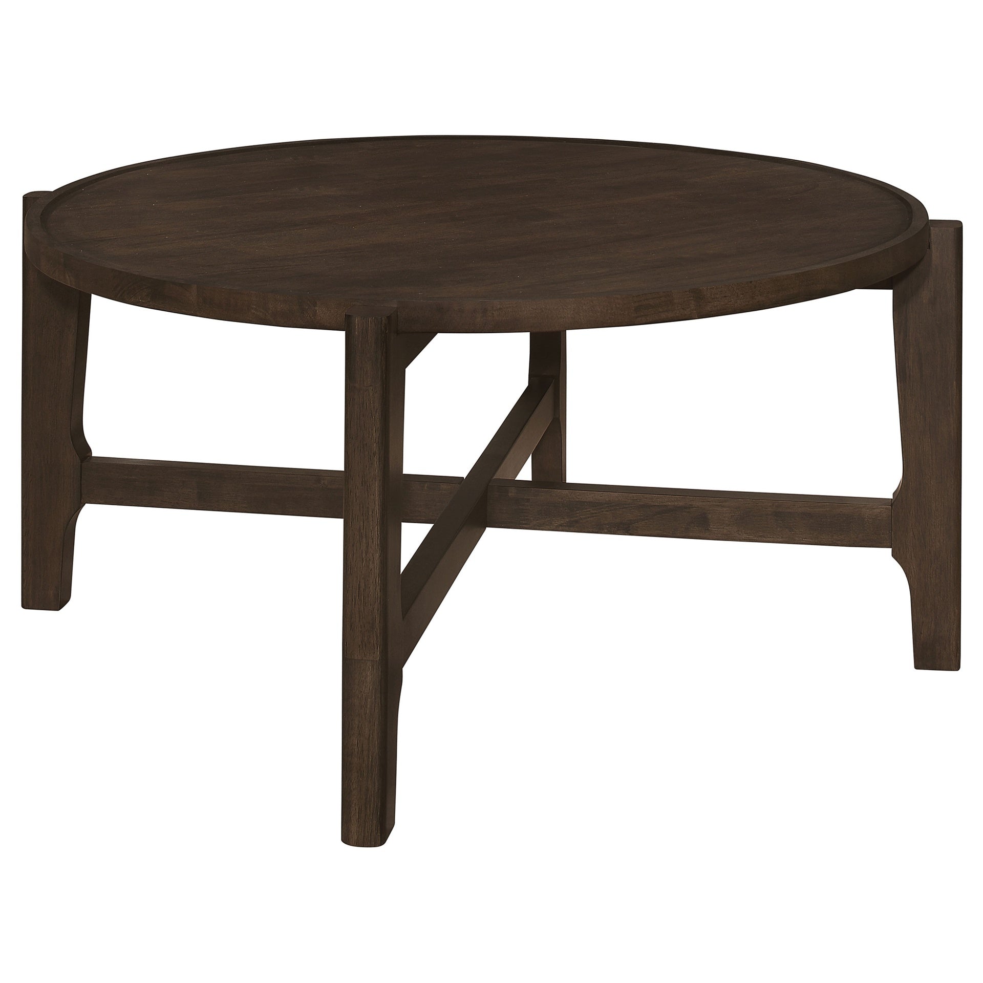 Mavis Dark Brown Round Solid Wood Coffee Table