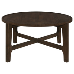 Mavis Dark Brown Round Solid Wood Coffee Table