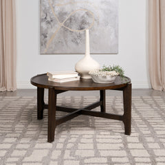 Mavis Dark Brown Round Solid Wood Coffee Table
