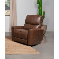 Denson Saddle Brown Upholstered Power Recliner Chair