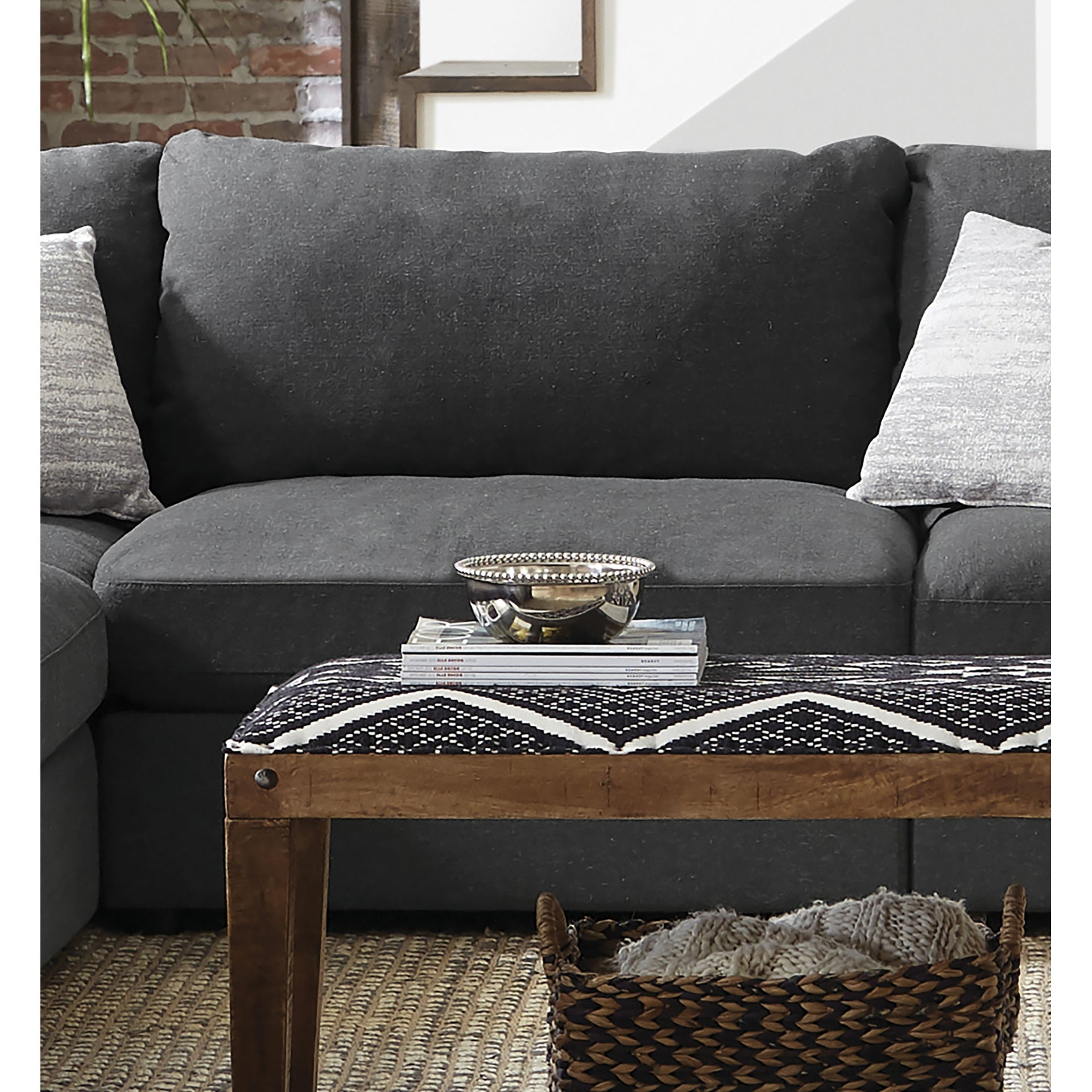 Duncan Charcoal Upholstered Armless Chair with Removable Cushions