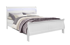 CHARLSTON WHITE KING BED WITH LED