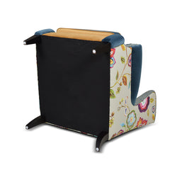 Anya Boho Chic Wingback Accent Arm Chair, Floral & Leopard, Blue-Teal & Yellow-Gold Velvet