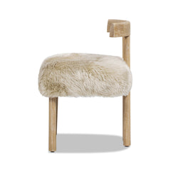 Arden 19.5" Genuine Sheepskin Fur Split Back Dining Chair Natural Blonde Genuine Fur