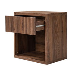 Night Stand Nightstand with Drawer Storage Fluted Bed Side Table End Table Large Modern Wide Bedside Stand Mid Century Night Stands for Bedroom Living Room Sofa Couch Home Office