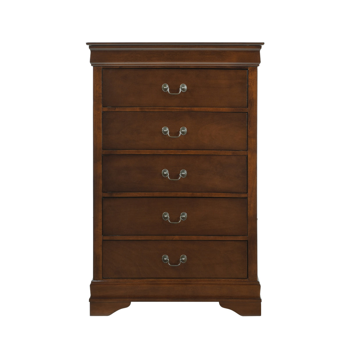 Traditional Design Bedroom Furniture 1pc Chest of 5x Drawers Brown Cherry Finish Antique Drop Handles Furniture
