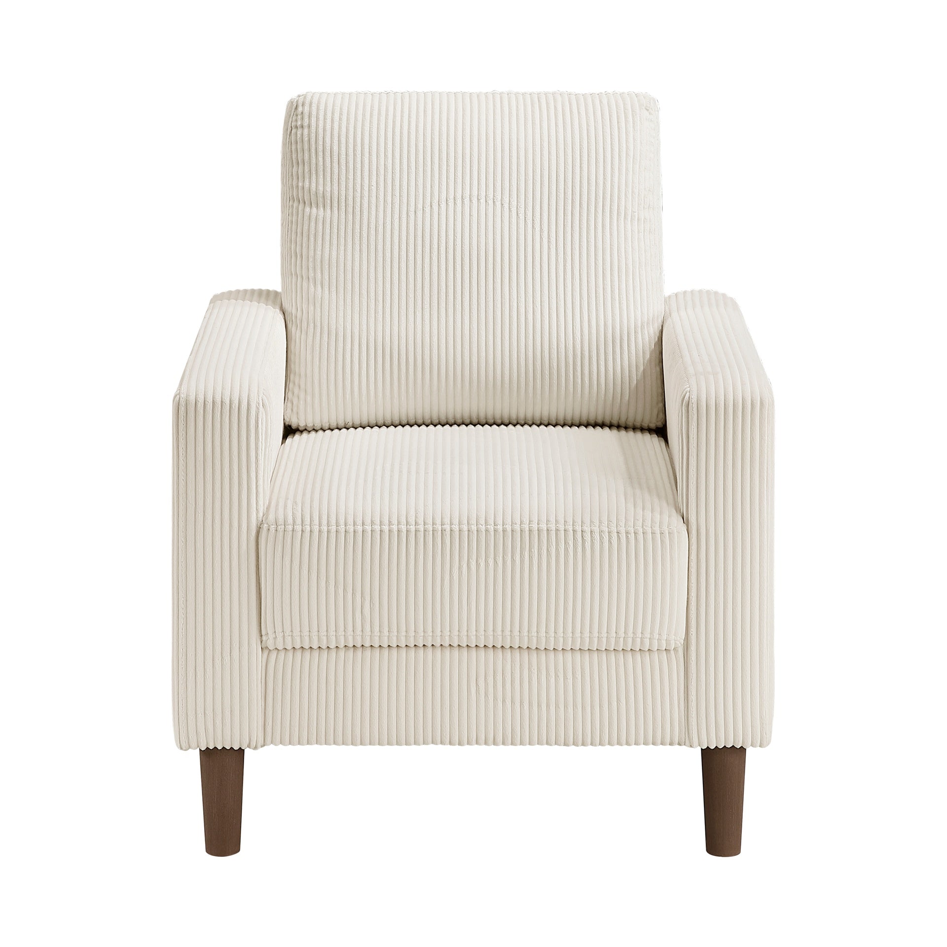 Modern Contemporary Beige Corduroy Upholstered Chair Comfortable Cushion Solid Wood Living Room Furniture 1pc