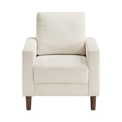 Modern Contemporary Beige Corduroy Upholstered Chair Comfortable Cushion Solid Wood Living Room Furniture 1pc