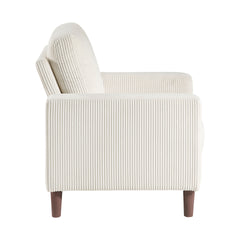 Modern Contemporary Beige Corduroy Upholstered Chair Comfortable Cushion Solid Wood Living Room Furniture 1pc