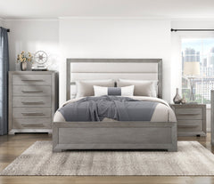 Modern Gray Finish Nightstand with 2x Storage Drawer Contemporary Bedroom Furniture, Gray Tone Handles Bedside Table 1pc