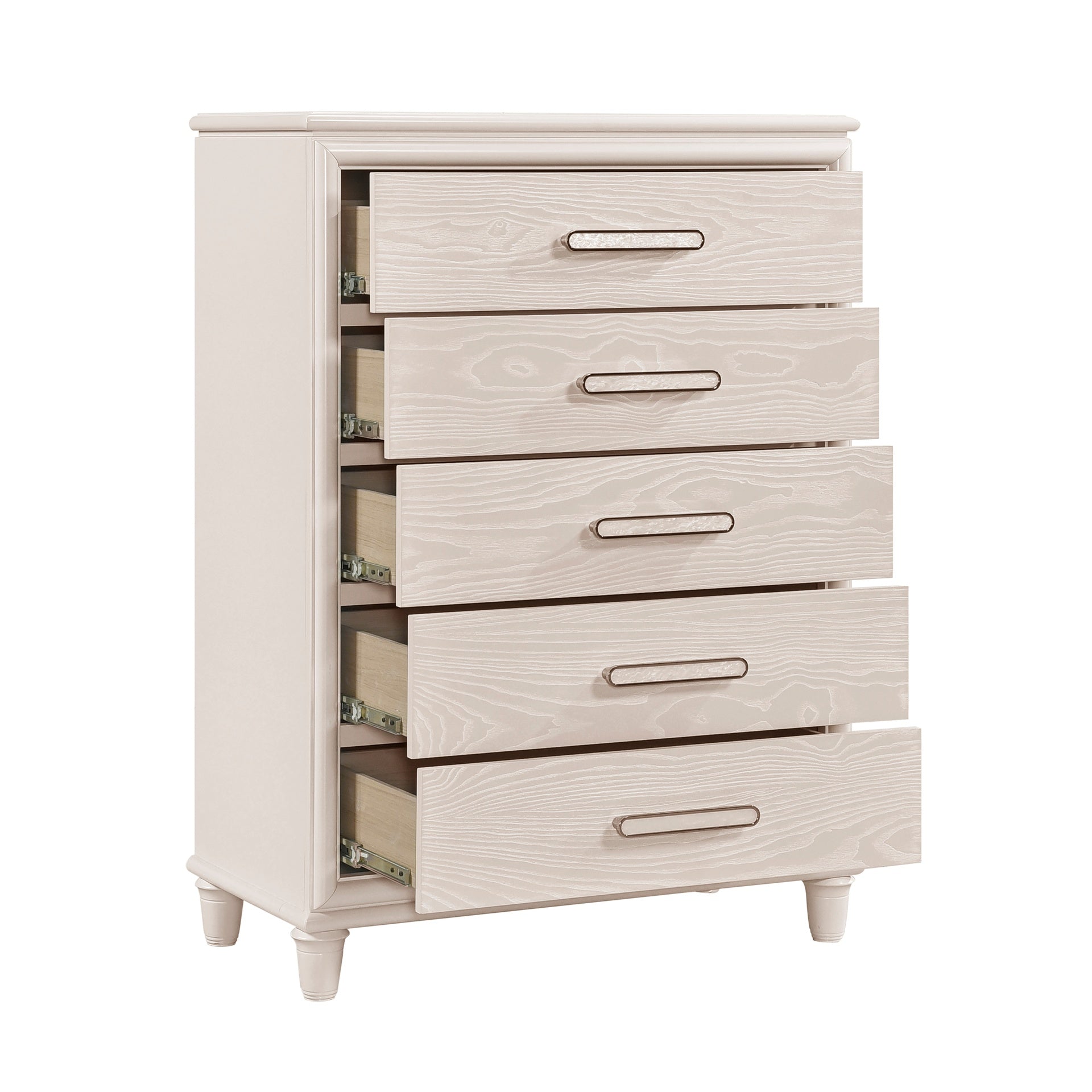 Modern Glam Style Five-Drawer Storage Chest Wooden Bedroom Furniture 1pc