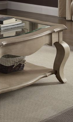 Chelmsford Clear Glass & Antique Taupe Finish Coffee Table