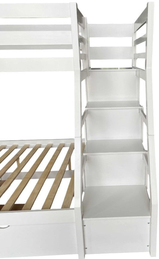 Jason White Finish Twin/Full Bunk Bed W/Trundle & Storage