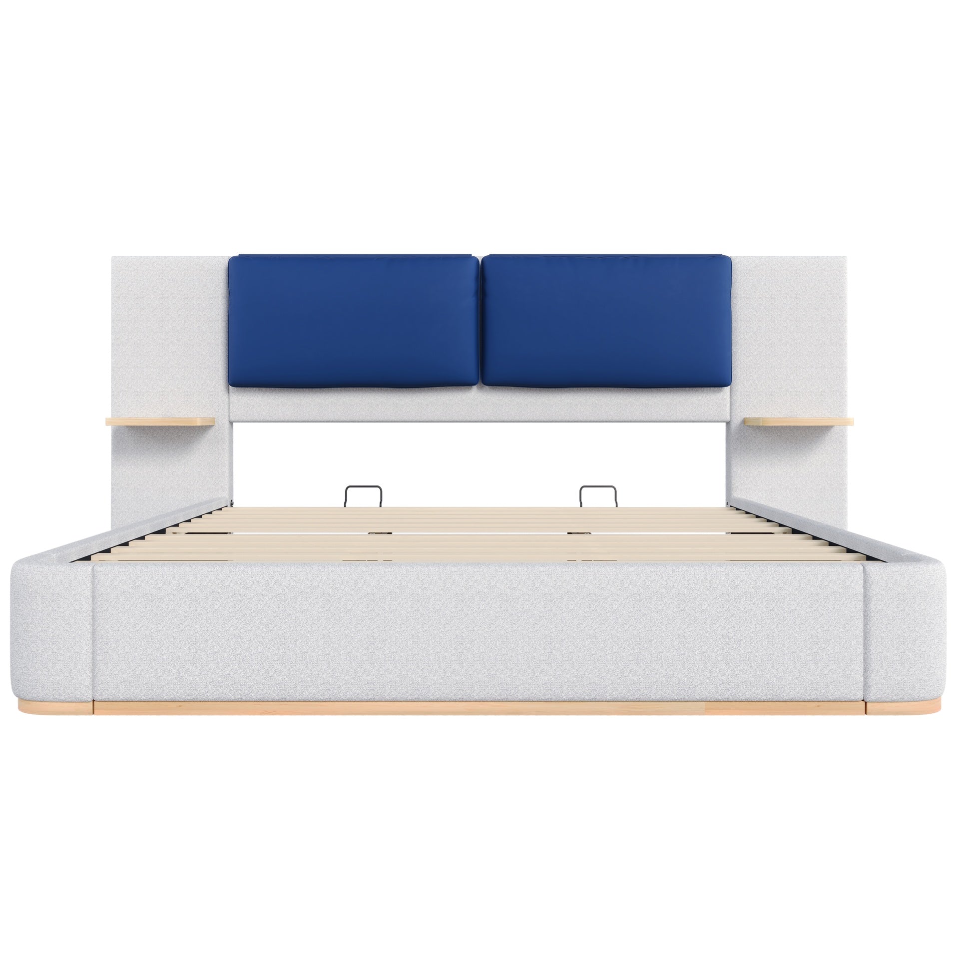 King Size Upholstered Platform Bed with Panel, Platform Bed Frame with Anti-Collision Soft Rounded Corners, Stable and Solid, No Box Spring Needed, Easy Assembly, Grey