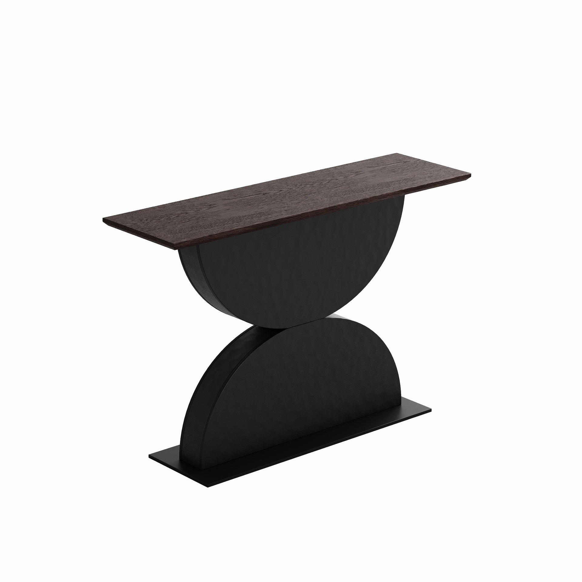 47''Double Semi-Circles 3d Hammer-Shaped Texture Base Wood Console Table With Led Light Entryway Table Modern Console Table,Sofa Console Tables For Living Room
