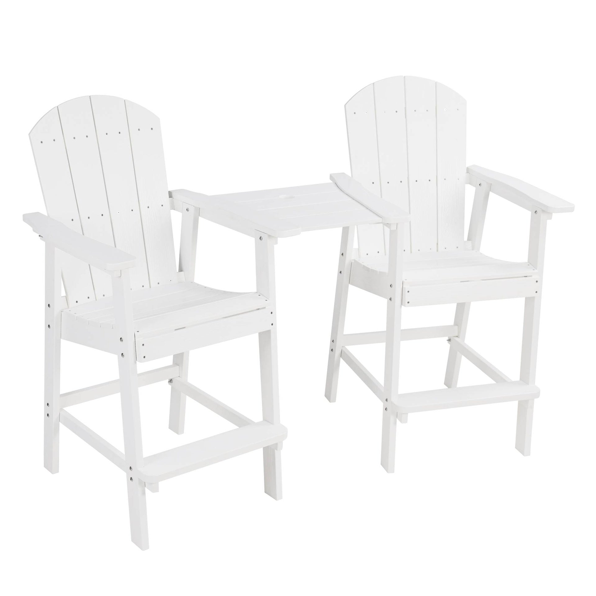 Lounge chair White color, suitable for all seasons: Outdoor lounge chair, made of sturdy HIPS material, equipped with 304 stainless steel accessories.