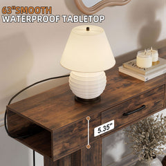 63-Inch Long Console Table, Wooden Rectangular Sofa Table Behind The Couch, Farmhouse Entryway Table for Entrance, Hallway, Living Room (Natural)Vintage Brown