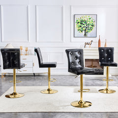 A set of 2 black vintage crocodile leather lift bar chairs, featuring crystal clasp design and synthetic leather design, adding a touch of elegance and mystery to the dining area