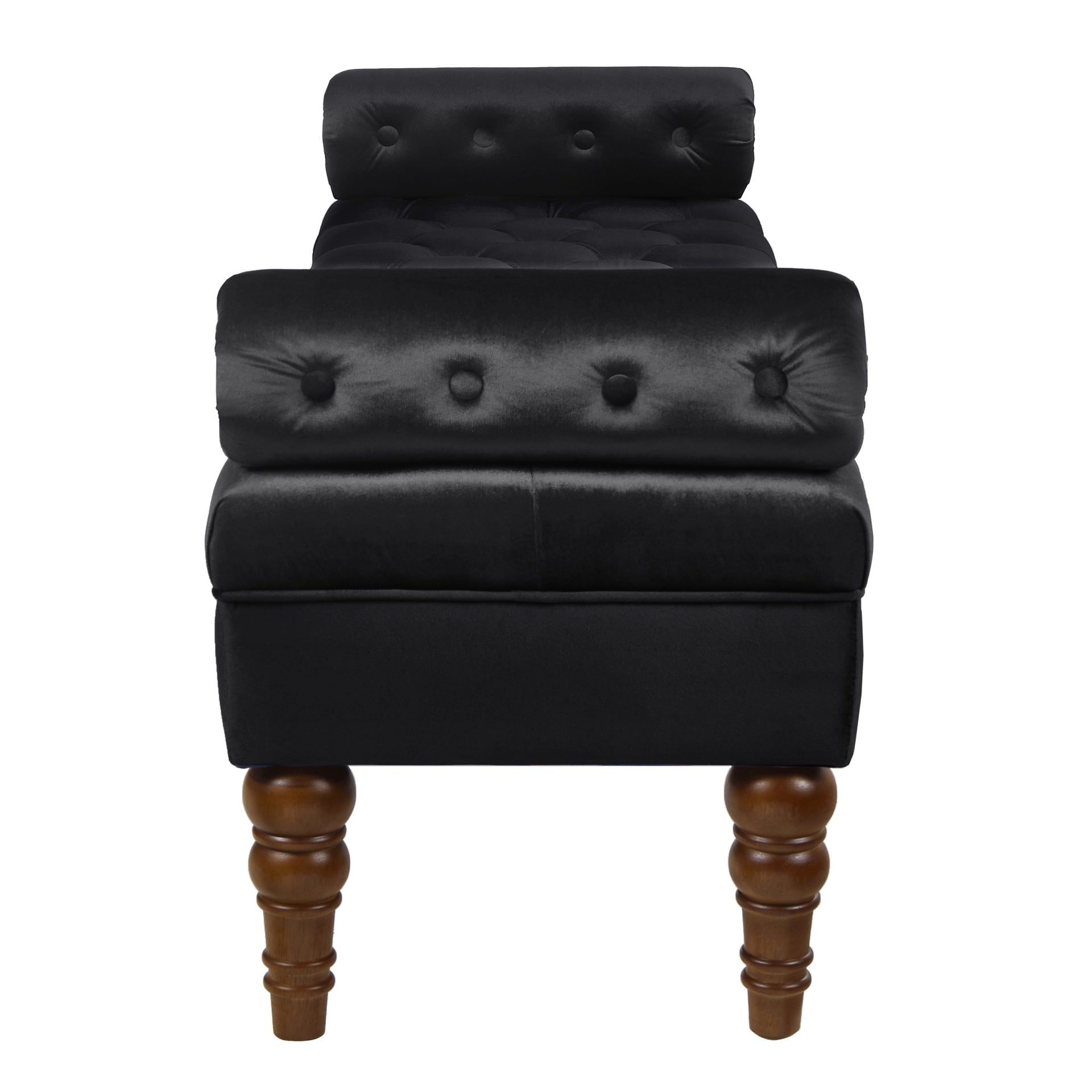 Velvet Long bed Bench for Bedroom,Upholstered Window Bench with Tufted Button,Entryway Bench,Bolster Bench for Living Room-Black