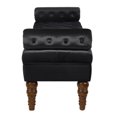 Velvet Long bed Bench for Bedroom,Upholstered Window Bench with Tufted Button,Entryway Bench,Bolster Bench for Living Room-Black
