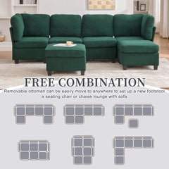UNITED WE WIN Modular Sectional Sofa: Freely Combinable 6-Seat Convertible Sectionals with Chaise, U Shaped Oversized Sectional Couches with Storage Ottoman for Home Apartment Office