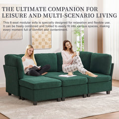 UNITED WE WIN Modular Sectional Sofa: Freely Combinable 6-Seat Convertible Sectionals with Chaise, U Shaped Oversized Sectional Couches with Storage Ottoman for Home Apartment Office