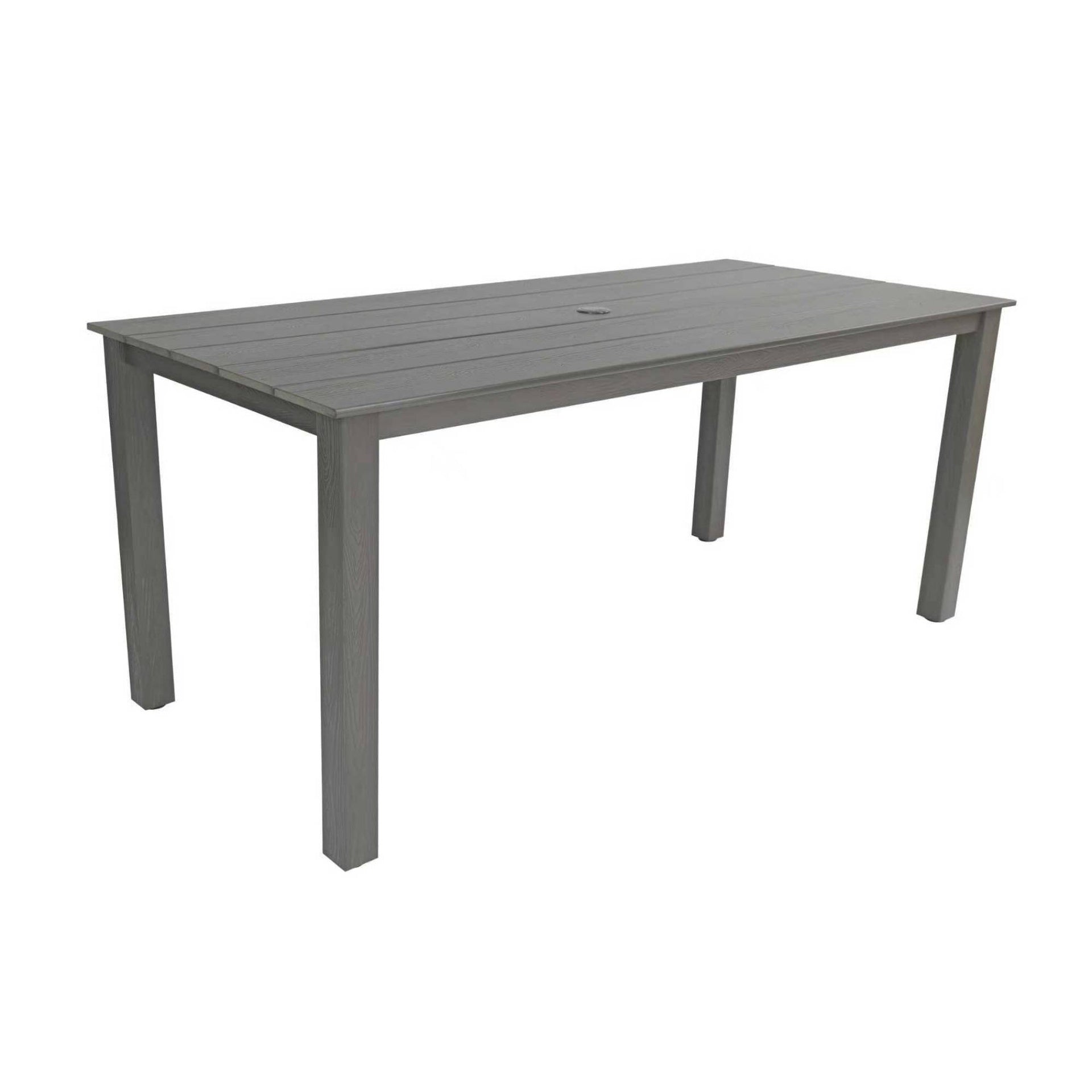 A wooden-textured imitation wood dining table, simple yet with a high quality feel. It has a small tabletop and is perfect for outdoor picnics. Charcoal gray, 68.9 inches.