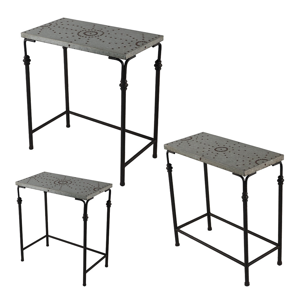 Set of 3 The Gilbert Nesting Tables Metal Plant Stand, L:24x14x26" M:21.5x11.5x23" S:19x9x20"
