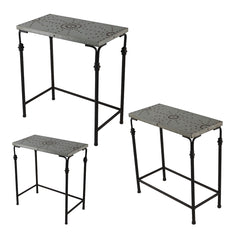 Set of 3 The Gilbert Nesting Tables Metal Plant Stand, L:24x14x26" M:21.5x11.5x23" S:19x9x20"