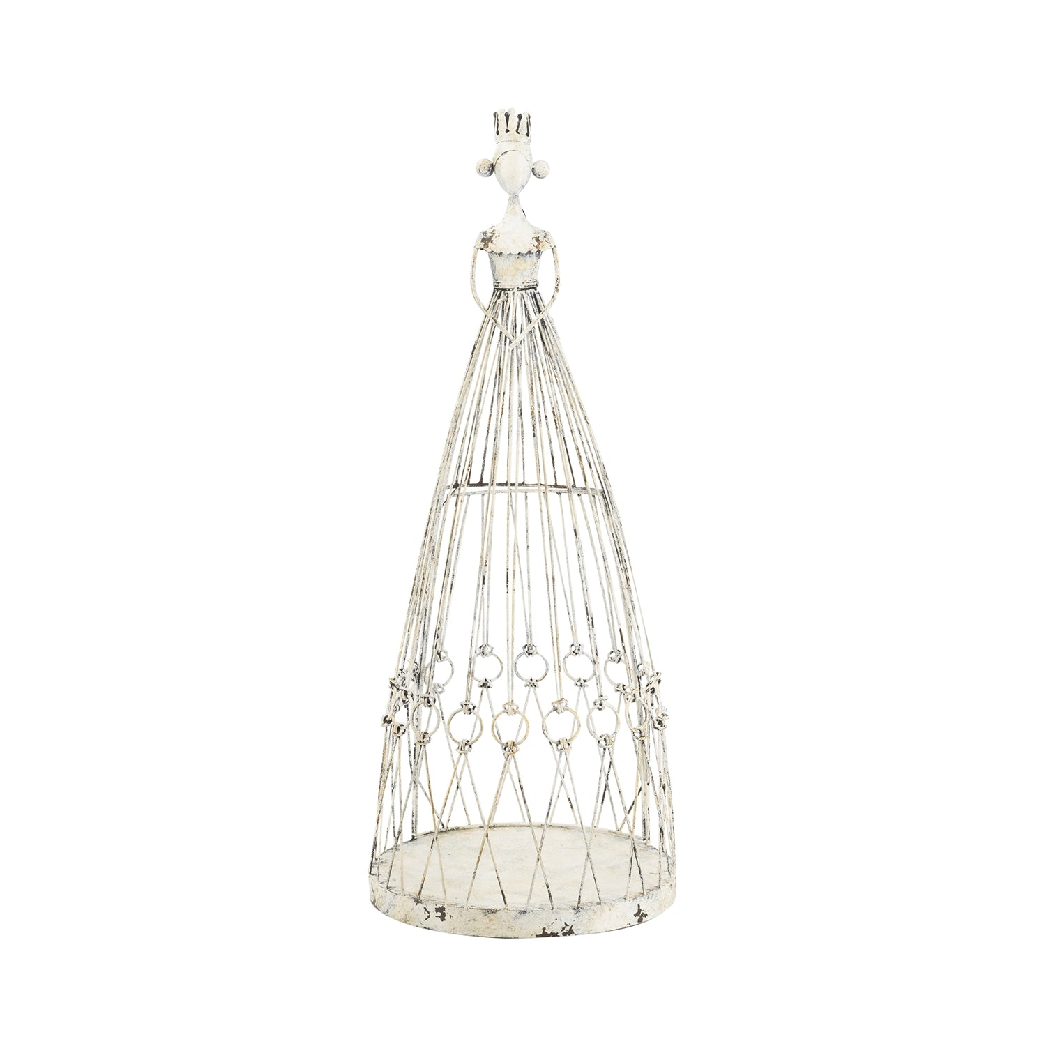 13.5x13.5x34" Distressed White Finish Princess Birdcage Birdhouse, Garden Outdoor Decor