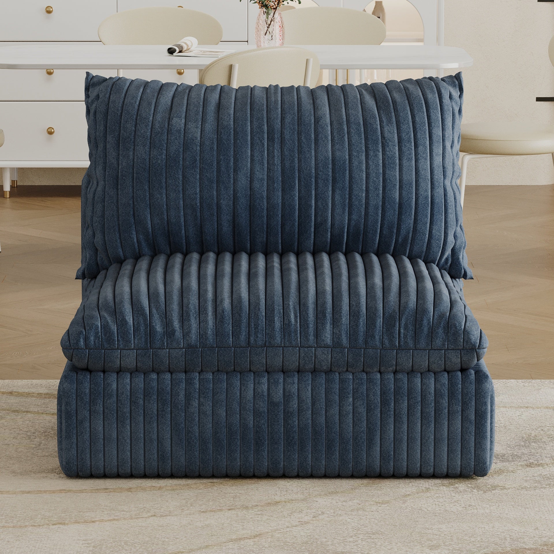 Cloud Sofa,Corduroy Fabric,Deep Seat Couches,Double-layer design,Removable  Cushion,No Assembly, DIY Combination for Living room, Bedroom,Conference room ,Apartment,Blue
