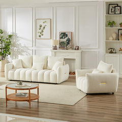 3 Seater + 1 Seater Combo Sofa Modern Living Room Sofa, Teddy Sofa, Wooden Frame, 4 Cushions, Apartment Sofa Furniture