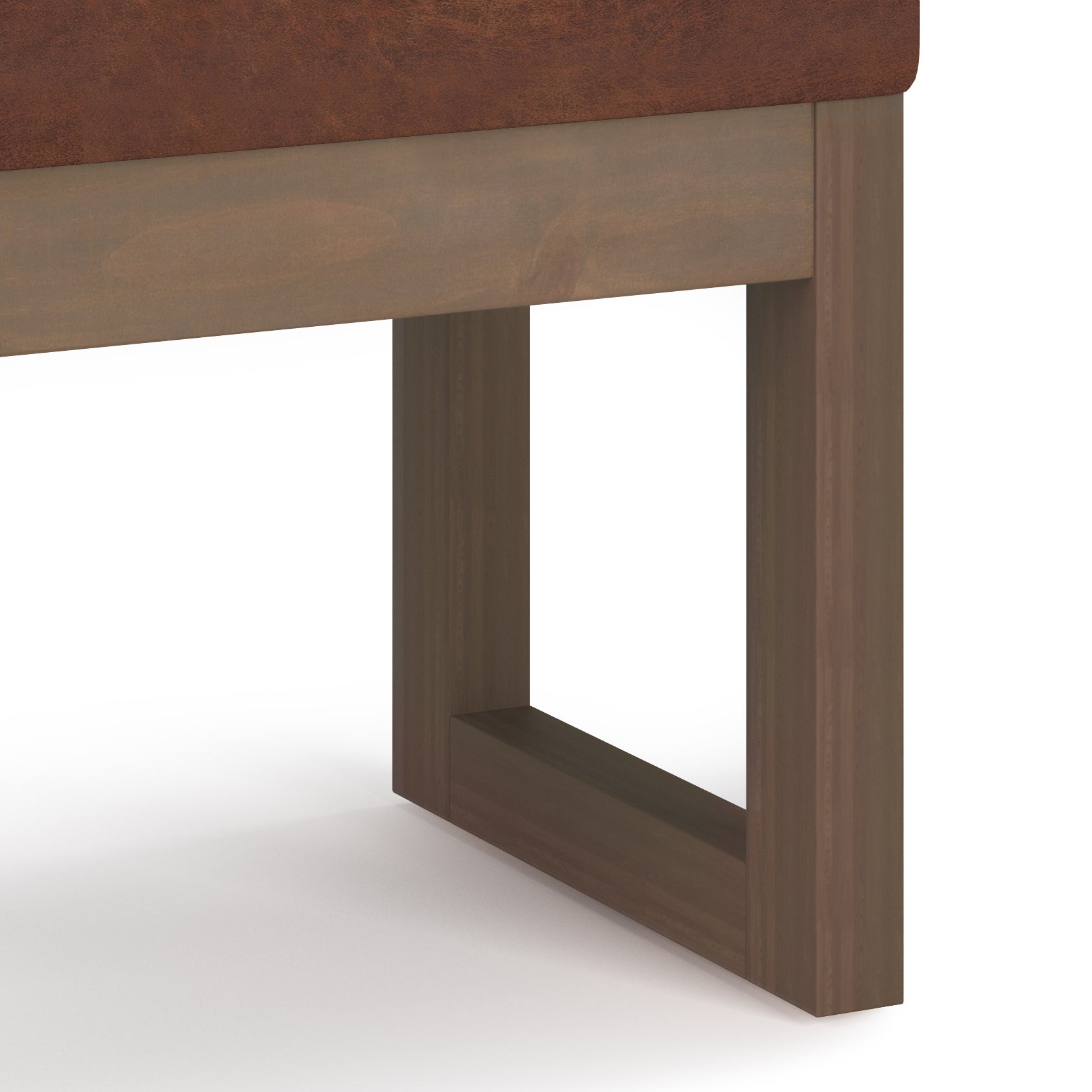 Milltown 27 inch Wide Solid Wood Footstool Small Ottoman Bench in Distressed Saddle Brown