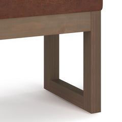 Milltown 27 inch Wide Solid Wood Footstool Small Ottoman Bench in Distressed Saddle Brown