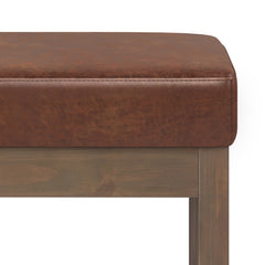 Milltown 27 inch Wide Solid Wood Footstool Small Ottoman Bench in Distressed Saddle Brown
