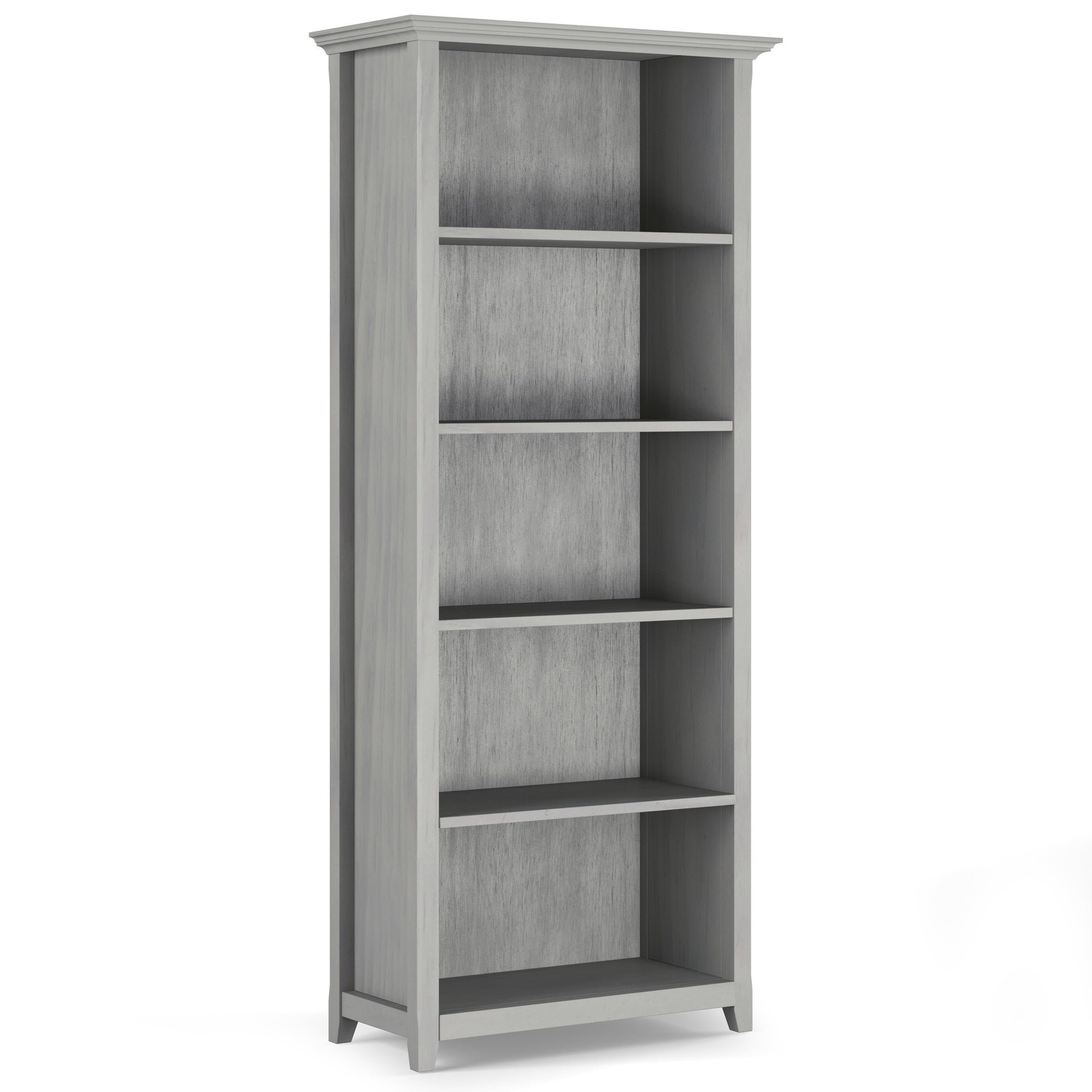 Amherst 30 inch Solid Wood 5 Shelf Bookcase in Fog Grey