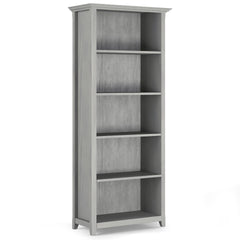 Amherst 30 inch Solid Wood 5 Shelf Bookcase in Fog Grey