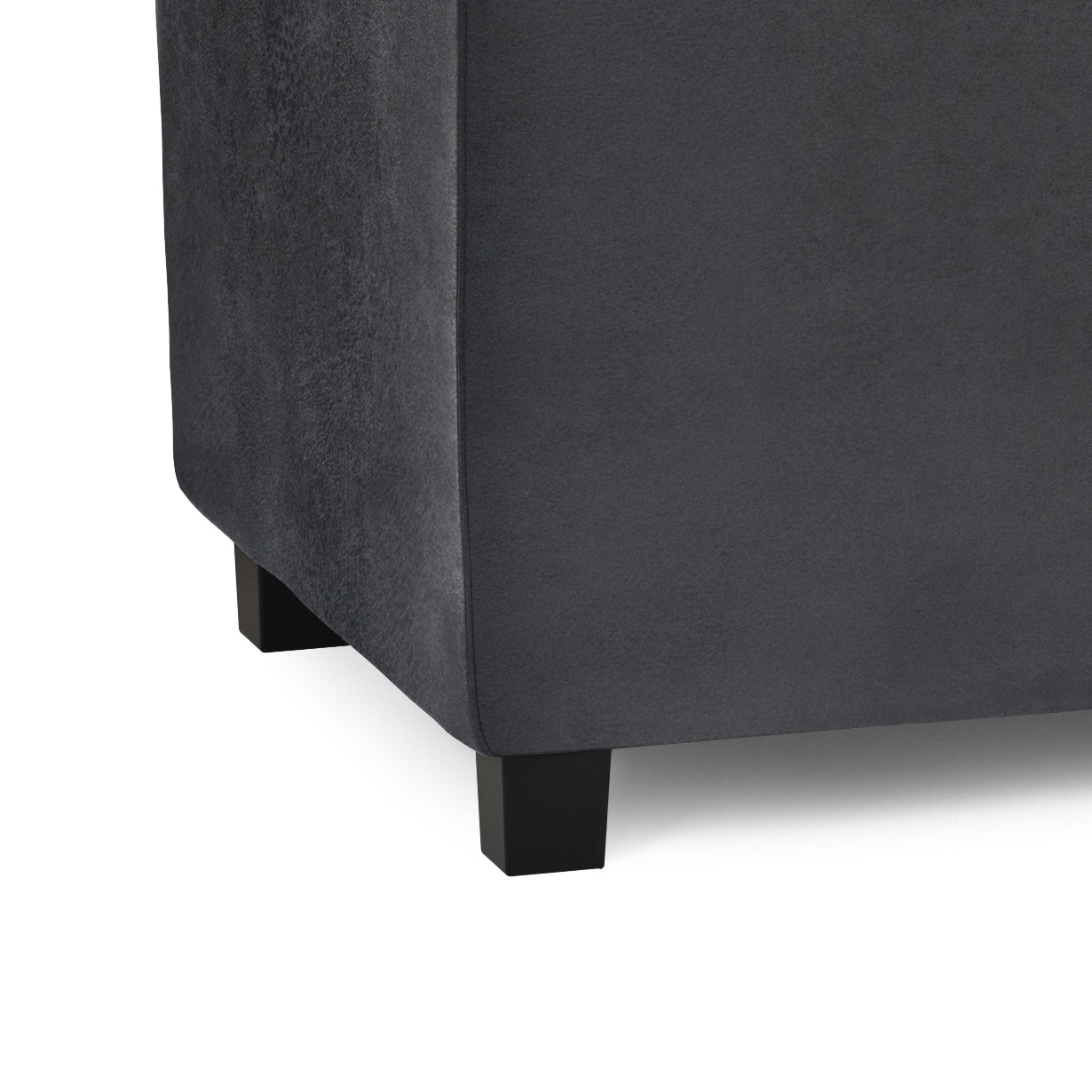 Avalon 42 inch Wide Storage Ottoman in Distressed Black Vegan Leather