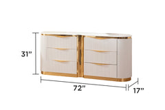 Laura Gold Detailed 6-Drawer Dresser made with Wood in White  (Includes Dresser only ) same as G150109248  (NJ inventory)