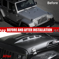 The Avenger Style Replacement Hood Compatible with 2007-2018 Jeep Wrangler JK JKU Unlimited Rubicon Black