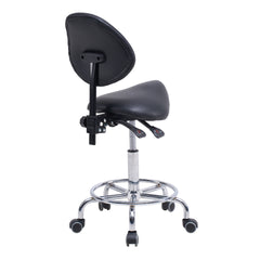 Saddle Stool Chair with Backrest Swivel Hydraulic Ergonomic Tilt Seat Chair with Wheels Footrest for Medical Hospital Clinic Dental-Black