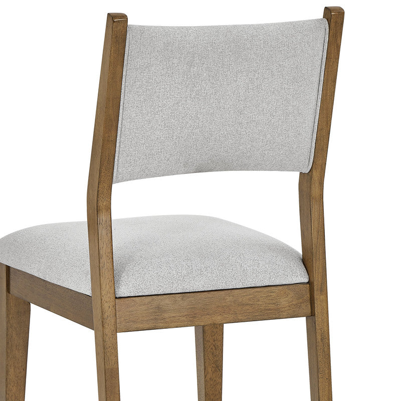 Dafne Set of 2 Walnut Oak Dining Side Chairs with Light Gray Fabric